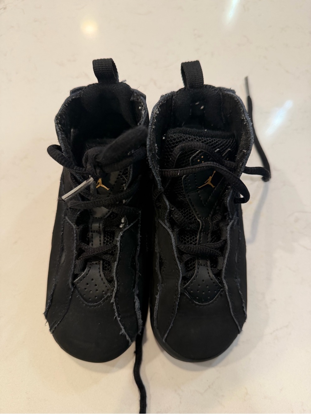 Jordan Kids' Black and Yellow High-Top Sneakers - Picture 2 of 8